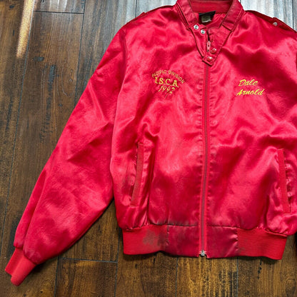 VTG 90s GTX Pacific Divison Satin Bomber Jacket USA Rare 80s ISCA Dale Arnold