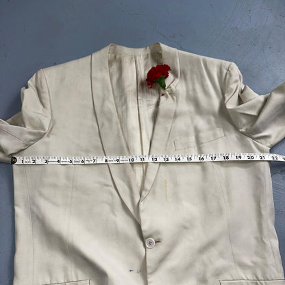 VTG Mens Suit 42 Jacket Coat 1970s Rockabilly 60s 70s USA White Thin Cream Rose