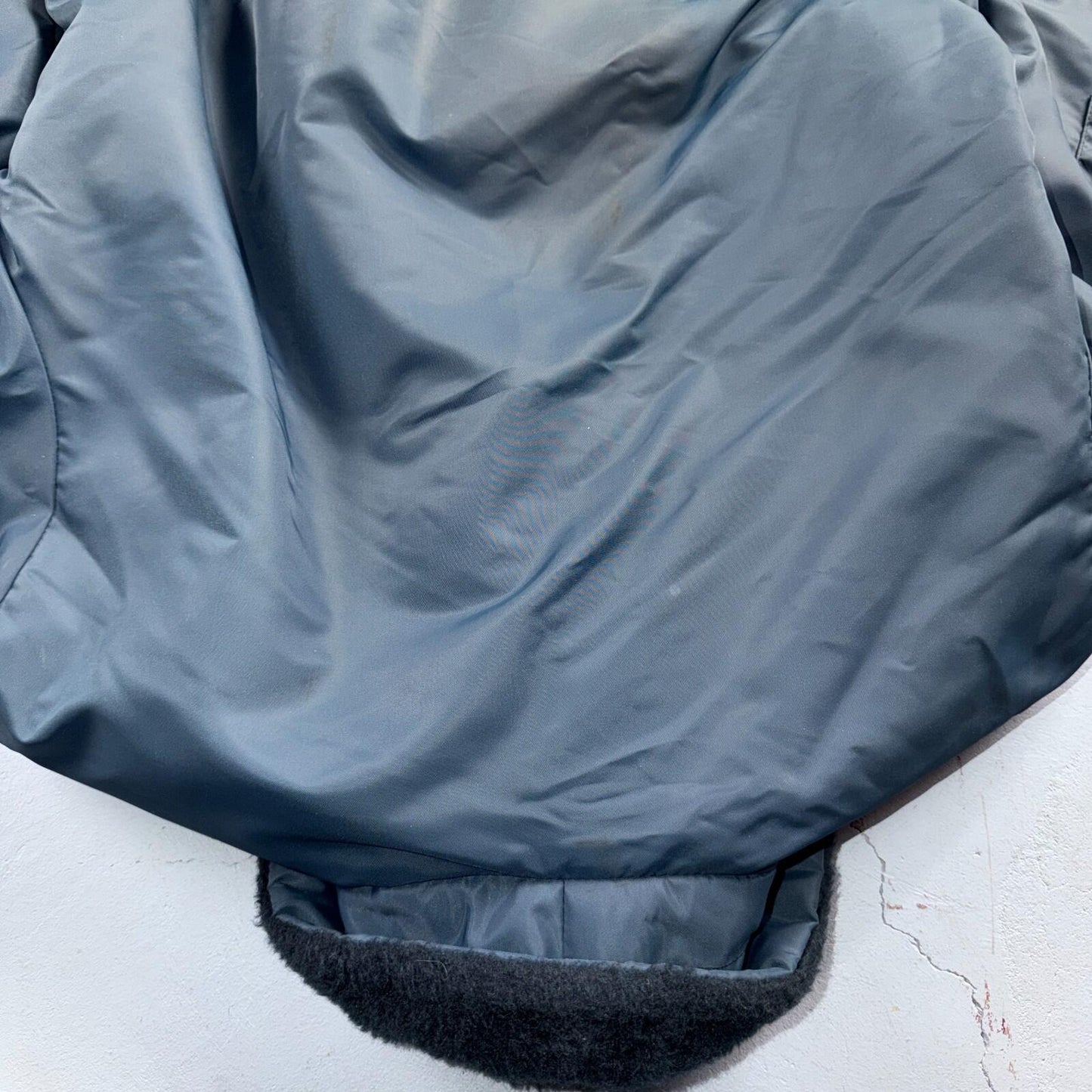 Vintage Wear-Guard Jacket Mens M Blue Bomber Faux Fur Collar Sherpa USA 80s