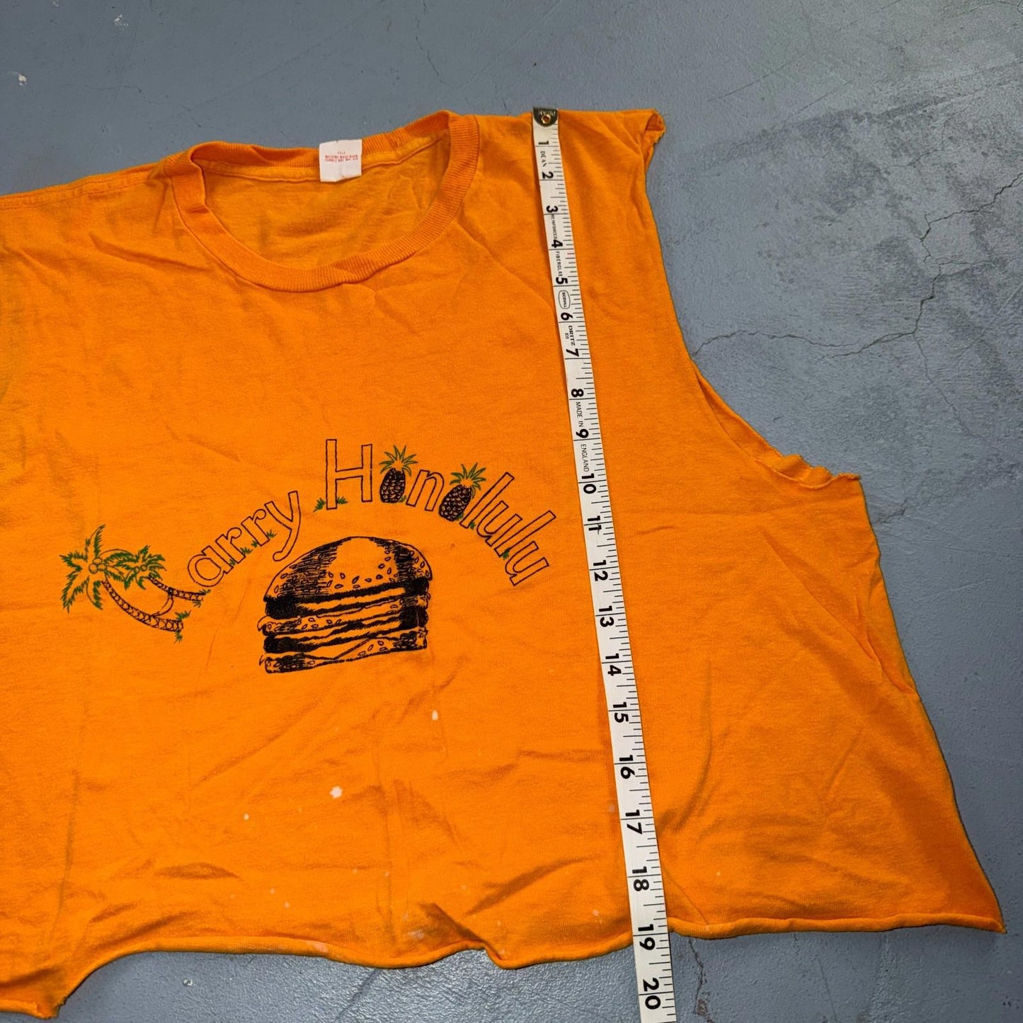 Harry Honolulu Hawaii Burger 1970s VTG T Shirt 70s Chop Summer Tank RARE Graphic