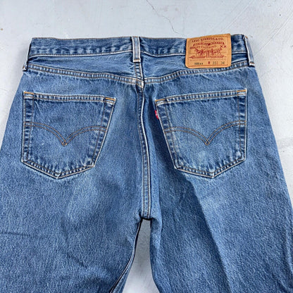 Levis 501 Vintage 90s USA XX Straight Leg Jeans Blue Med Wash 35x34 Act 33x30