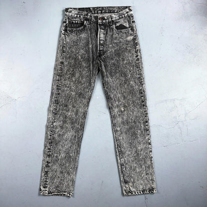 Levis 501 Vintage 90s USA XX Straight Leg Jeans Black Acid Wash 30x32 Act 28x31