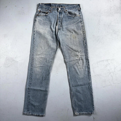 Levis 501 Vintage 90s USA XX Straight Leg Jeans 34x34 Light Wash Act 31x32