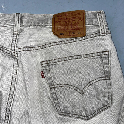 Levis 501 Vintage 90s USA XX Straight Leg Jeans Gray Light Wash 36x32 Act 33x30
