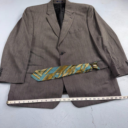 1990s Chaps Ralph Lauren VTG Mens 2 PC Suit 48 Jacket Coat Pants Gray Wool