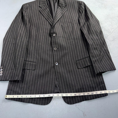 Ralph Lauren Purple Label Black Linen Suit Jacket Mens 44R Pinstripe $3,995 VTG