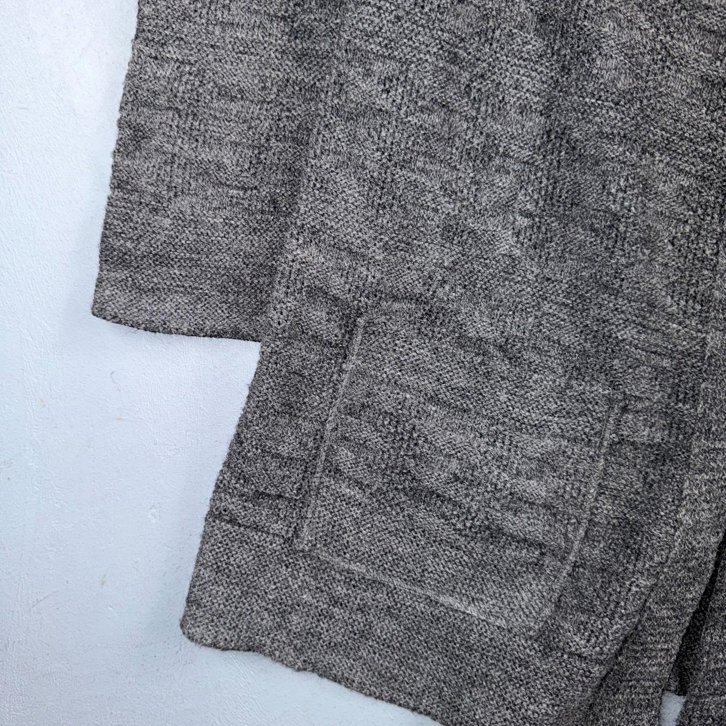 Vintage 80s El Mar Sweater Gray Knit Size M Made In USA Open Front Cardigan