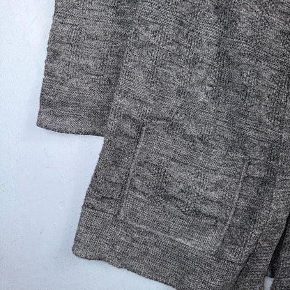 Vintage 80s El Mar Sweater Gray Knit Size M Made In USA Open Front Cardigan
