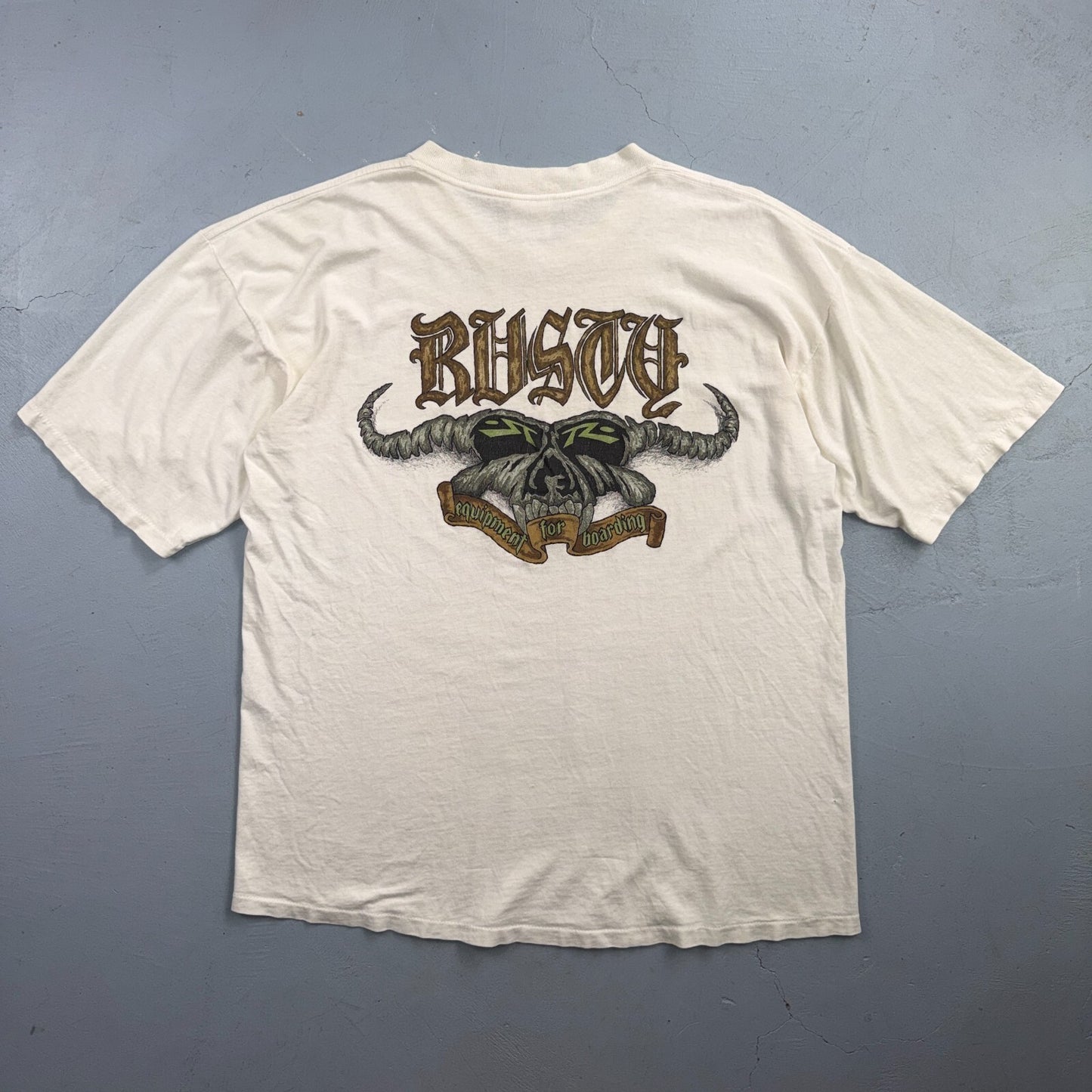 VTG 80s Rusty Surf Single Stitch Skate Skull TShirt XL Rare Promo Heavy Metal