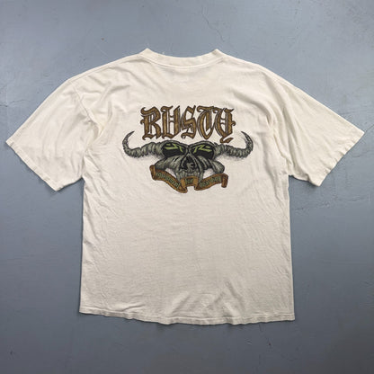 VTG 80s Rusty Surf Single Stitch Skate Skull TShirt XL Rare Promo Heavy Metal