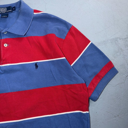 Vintage Polo Ralph Lauren Pique Colorblack Stripe Polo Shirt Mens Medium Striped