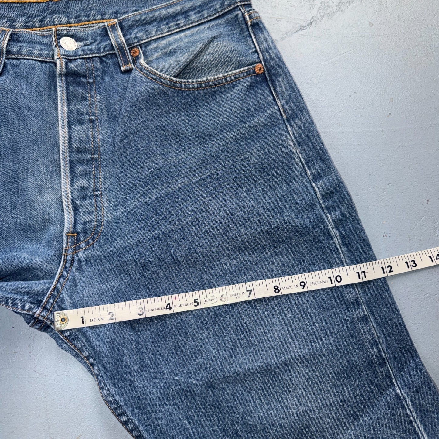 Levis 501 Vintage 90s USA XX Straight Leg Jeans Blue Med Wash 33x34 Act 31x31