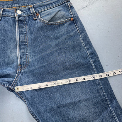 Levis 501 Vintage 90s USA XX Straight Leg Jeans Blue Med Wash 33x34 Act 31x31