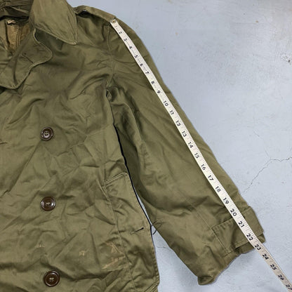 1950 US Army OD-7 Overcoat Cotton No Liner Korean War Trench Coat Belted OG 107