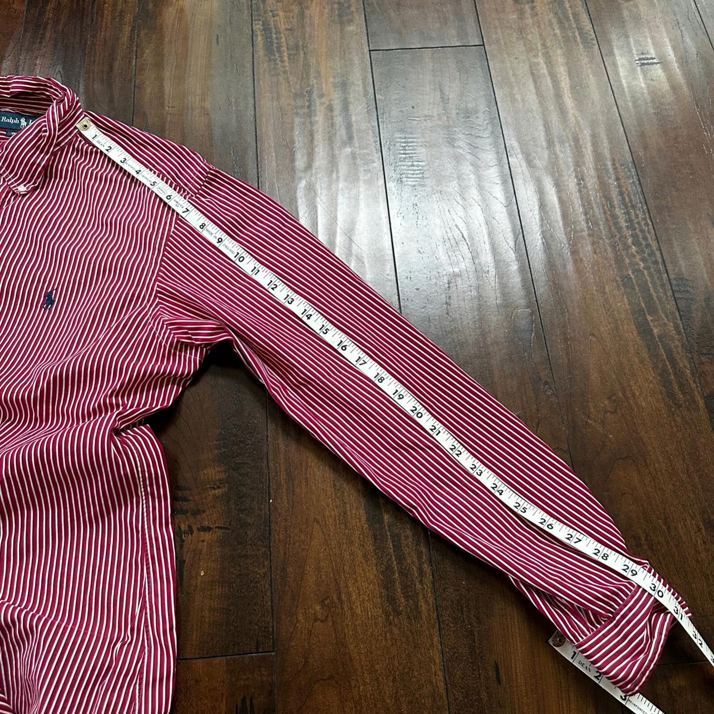 Polo Ralph Lauren Red Stripe Button Down Work Shirt Dress Vtg Up Y2K 90s Western