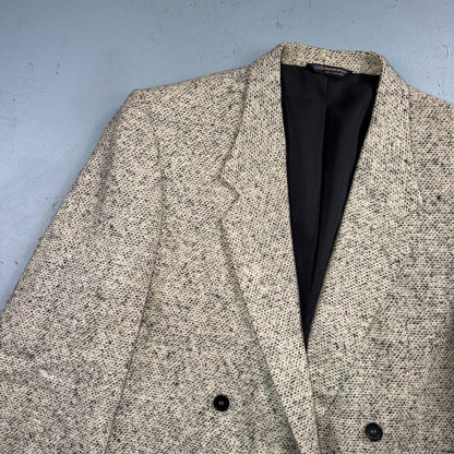 Vintage Blazer Shryocks Double Breast Mens 42 Wool Tweed Sport Suit Coat 80s