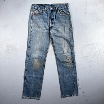 Levis 501 Vintage 90s USA XX Straight Leg Jeans 35x36 Blue Light Wash Act 32x32