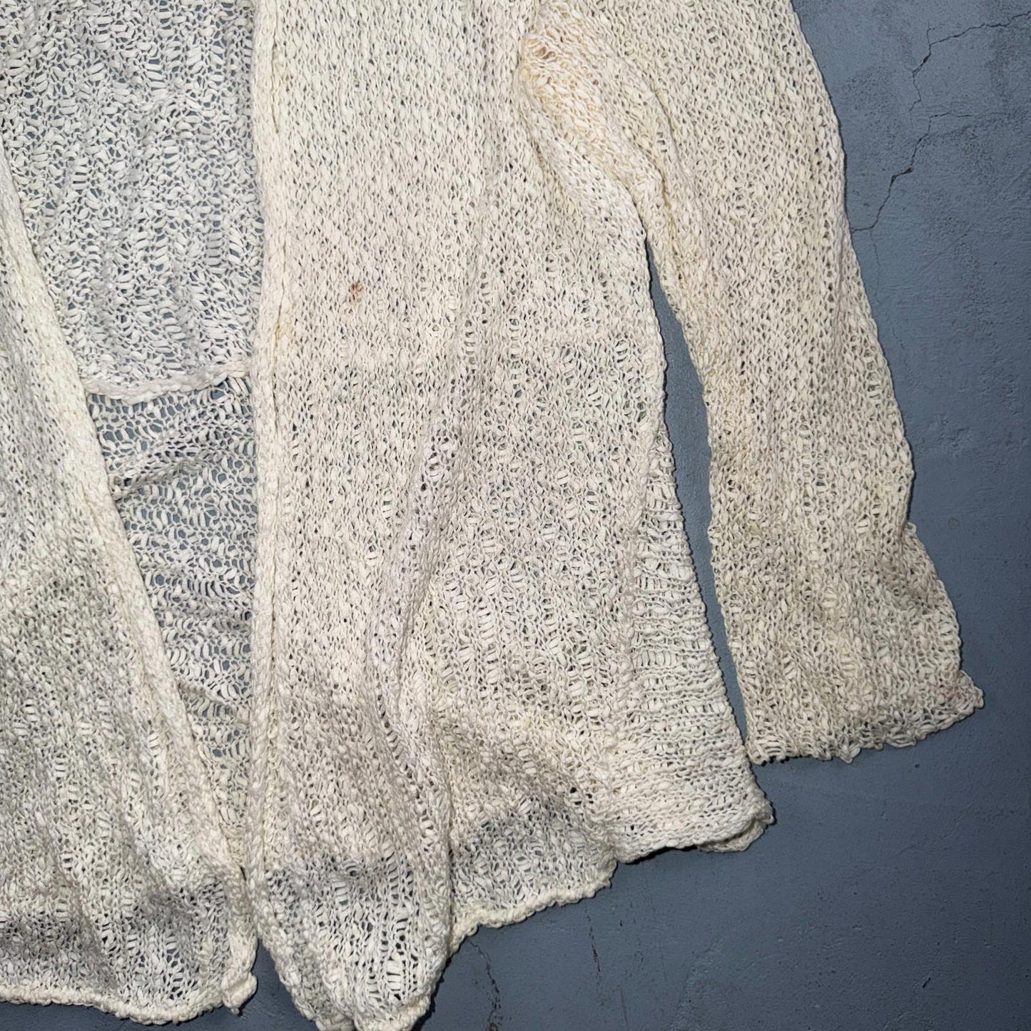 Eileen Fisher Cardigan Women Cream Linen Blend Loose Knit Lightweight Open XS