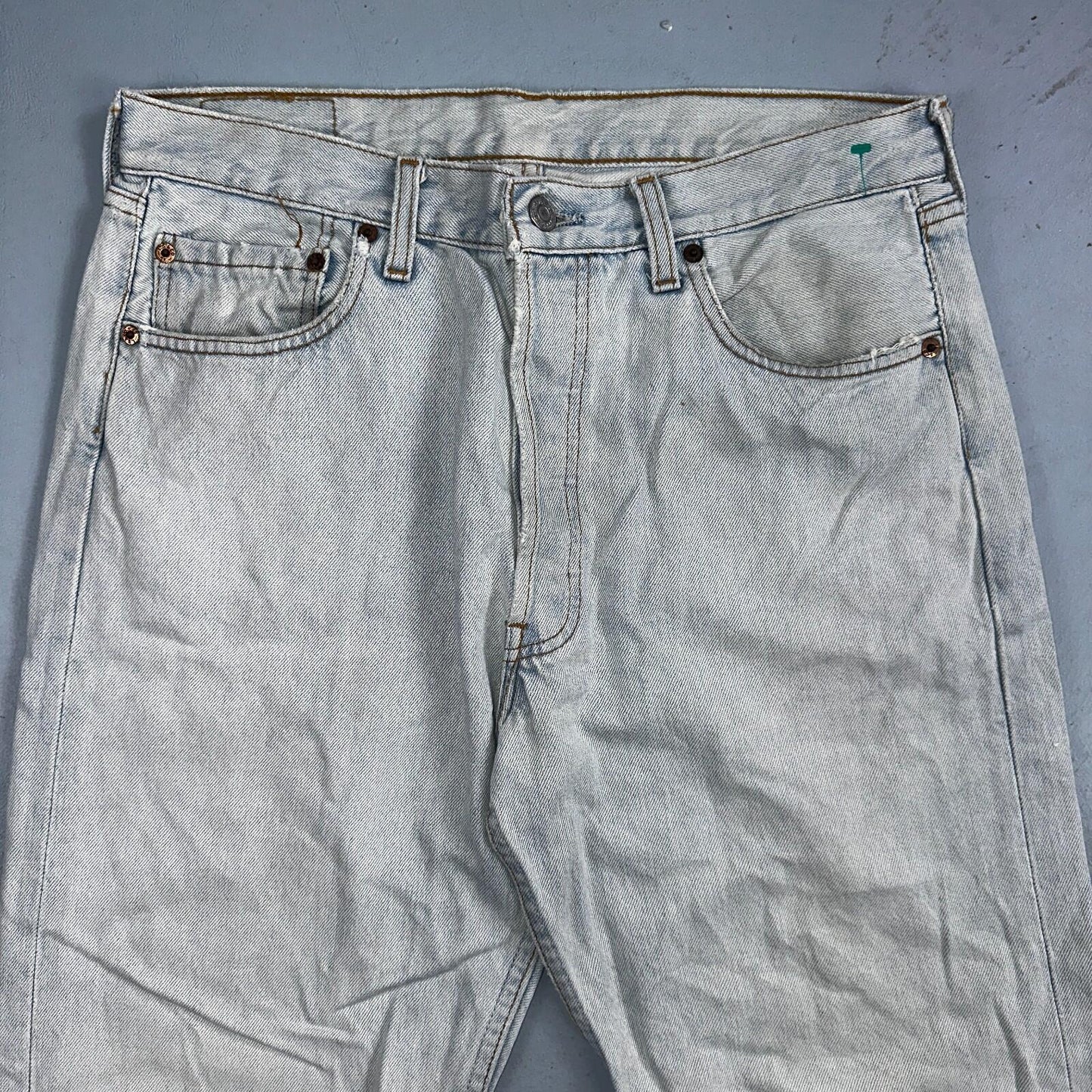 Levis 501 Vintage 90s Mexico Straight Leg Jeans Blue Light Wash 34x30 Act 31x29