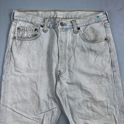 Levis 501 Vintage 90s Mexico Straight Leg Jeans Blue Light Wash 34x30 Act 31x29
