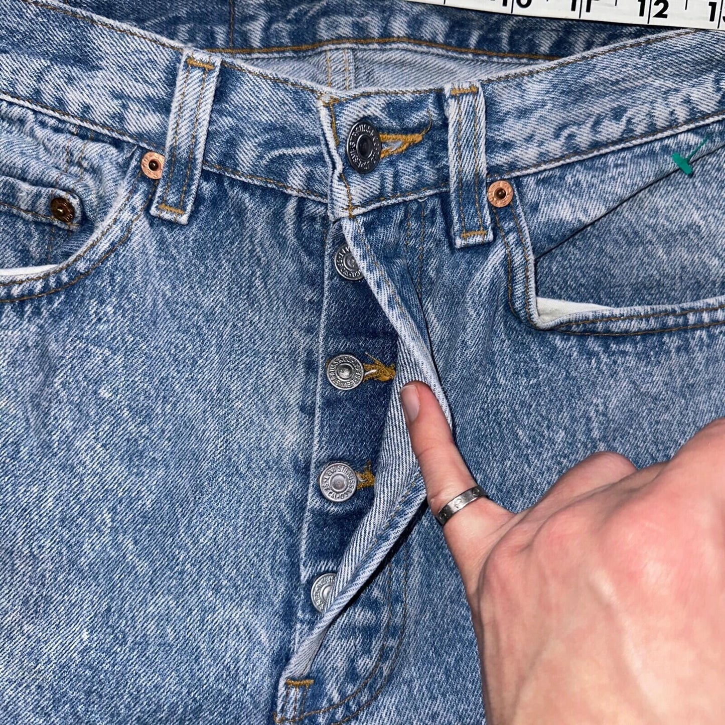 Levis 501 Vintage 90s USA XX Straight Leg Jeans Blue Light Wash 32x30 Act 30x29