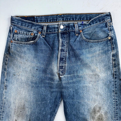 Levis 501 Vintage 90s USA XX Straight Leg Jeans Blue Light Wash 38x34 Act 36x32