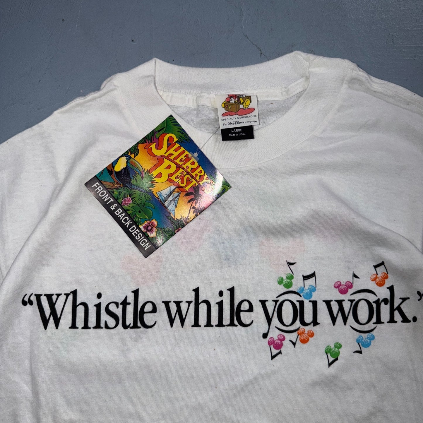VTG 90s Disney Snow White Whistle While You Work NOS Graphic T Shirt Theme Park