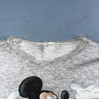 Disney Mickey Mouse VTG Disneyland Gray Fleece Sweatshirt Size XL Thrashed