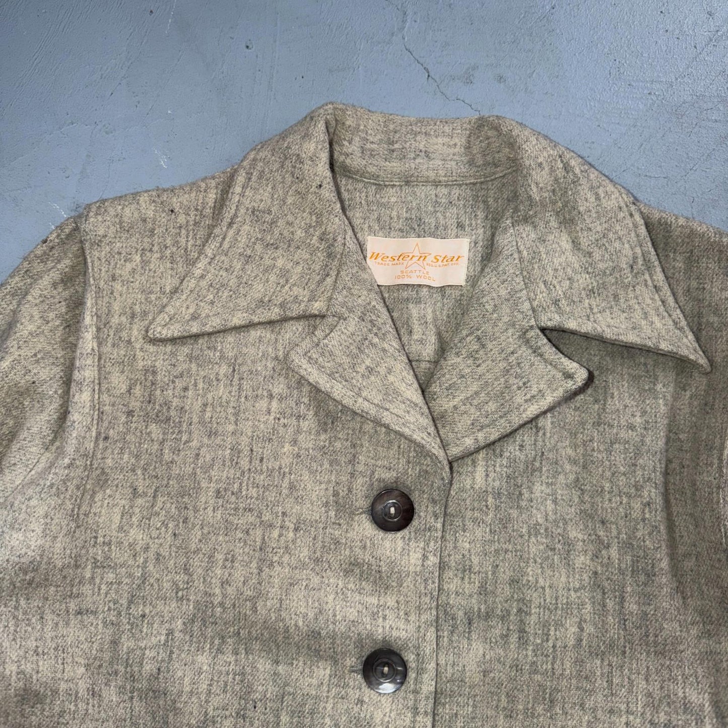 Vintage 1950s Western Star 49er Jacket Women’s Wool Coat Gray Pinup Rockabilly