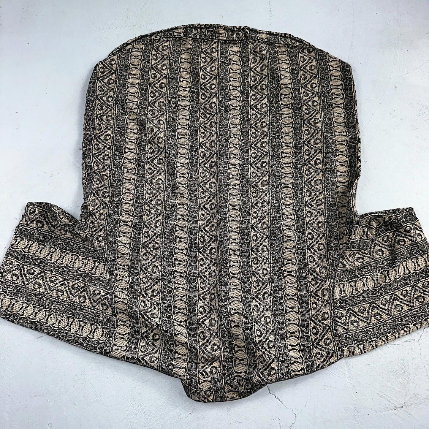 Hawaiian Regular Fit Shirt Men L Gray Geometric Tribal Button Up 80s VTG