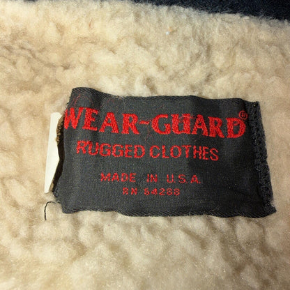 Vintage Wear-Guard Jacket Mens M Blue Bomber Faux Fur Collar Sherpa USA 80s