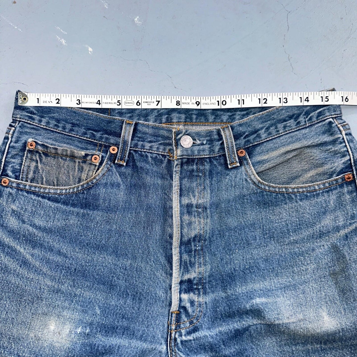 Levis 501 Vintage 90s USA XX Straight Leg Jeans Blue Med Wash 34x34 Act 31x30