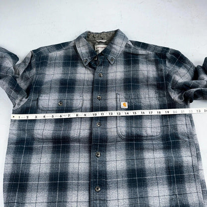 Carhartt M Regular Flannel Shirt Blue Down Grey Workwear Casual 102828 437