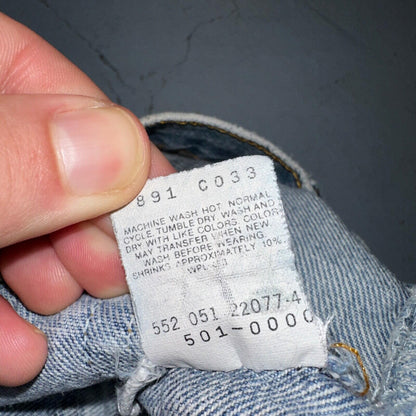Levis 501 Vintage 90s USA XX Straight Leg Jeans Blue Light Wash 40x36 Act 36x31