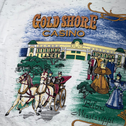 VTG Gold Shore Casino Biloxi Mississippi T Shirt Gambling Graphic Tee Art 90s
