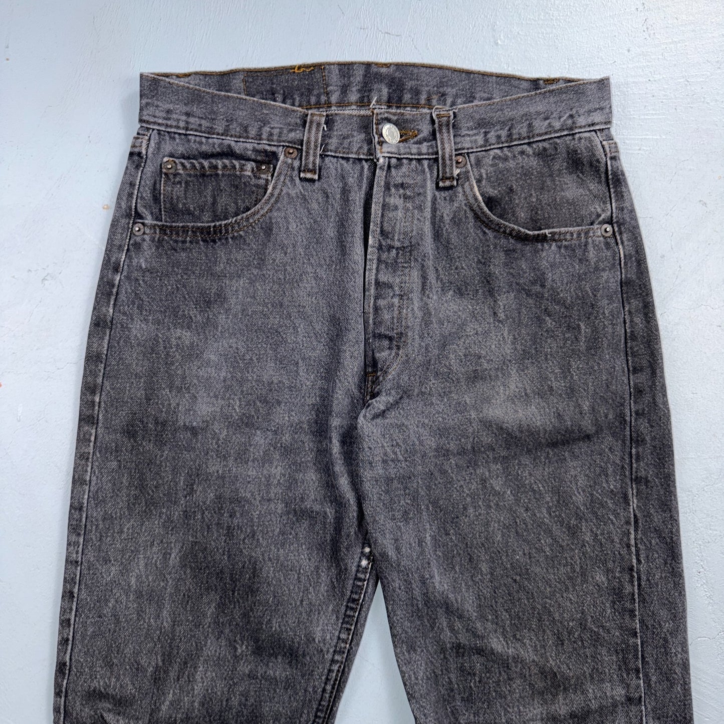 Levis 501 Vintage 80s USA XX Straight Leg Jeans Black Light Wash 30x30 Act 29x29