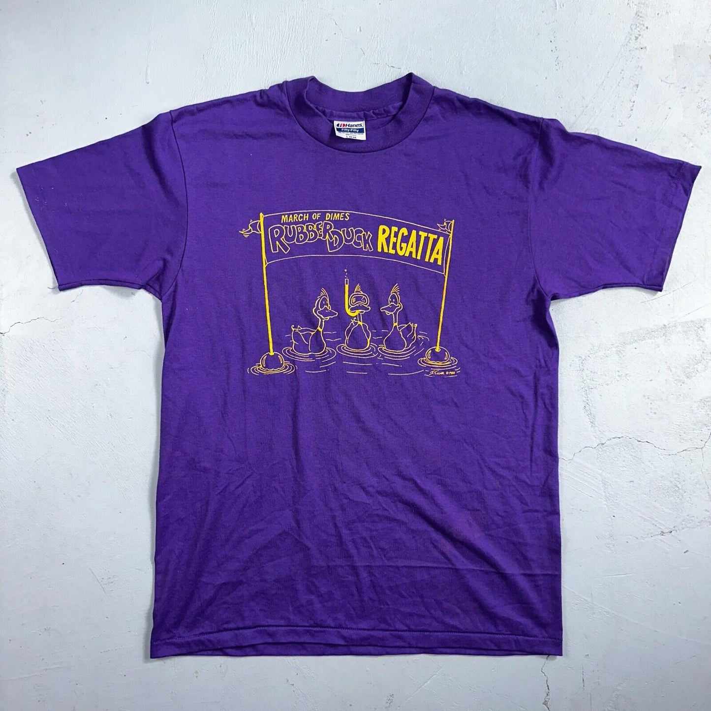 Hanes 80s Rubber Duck Purple Funny VTG T Shirt 1980s March Dimes Rap Oregon