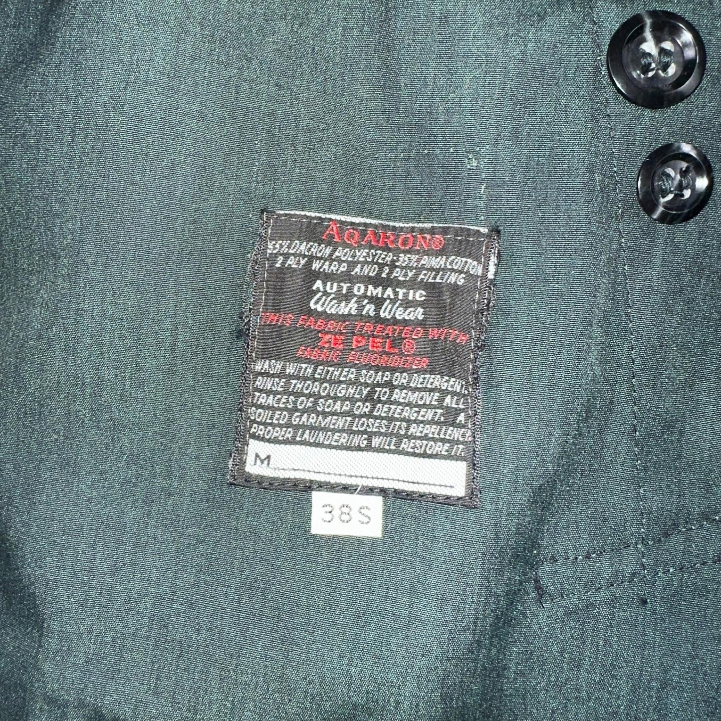 Aqaron Rain Trench Coat Mens 38 Short Green Long Sleeve Button Long Jacket