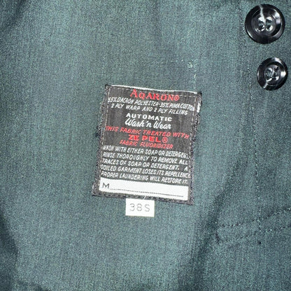 Aqaron Rain Trench Coat Mens 38 Short Green Long Sleeve Button Long Jacket