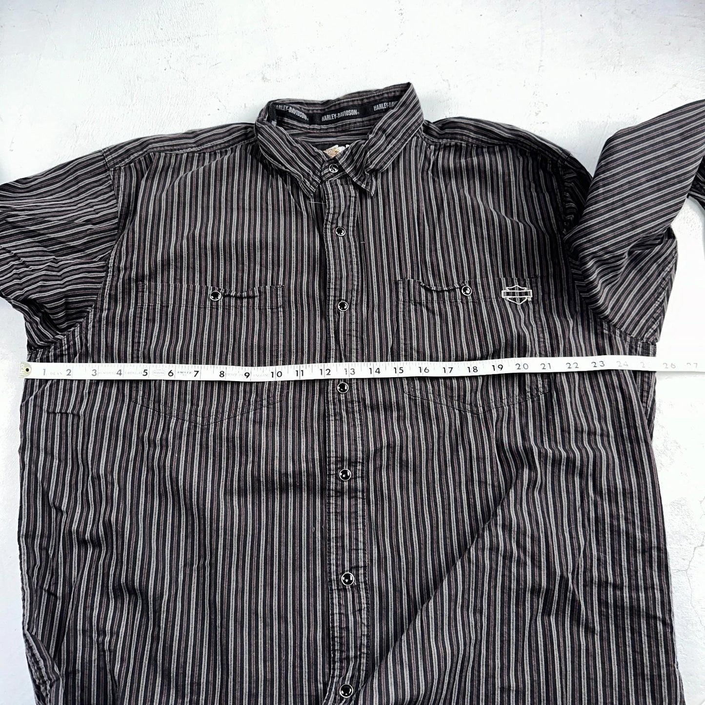 Harley Davidson Pearl Snap Black Shirt Mens XL Striped Biker Motorcycle VTG