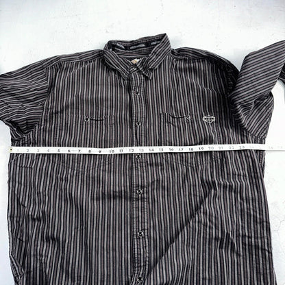 Harley Davidson Pearl Snap Black Shirt Mens XL Striped Biker Motorcycle VTG