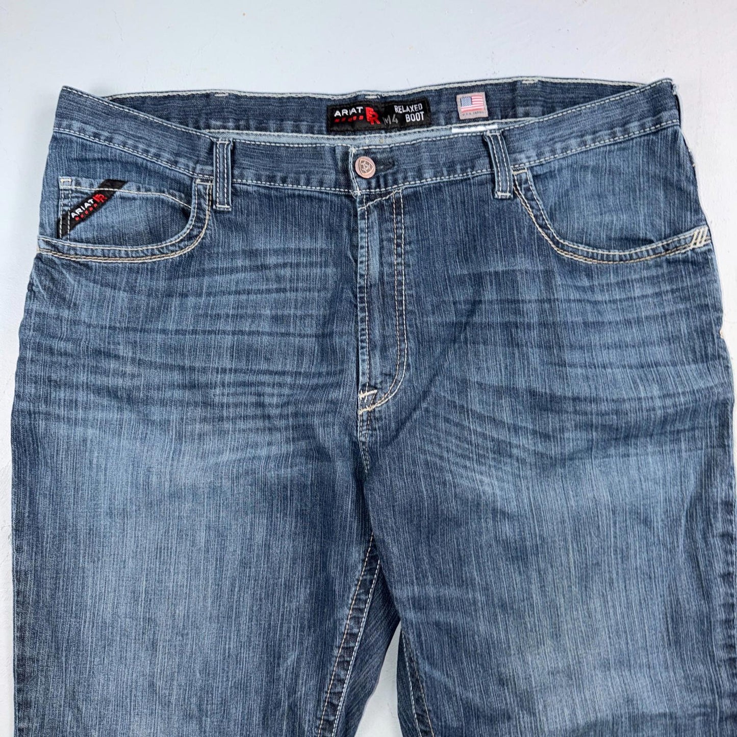 Ariat M4 FR Jeans Mens Blue Flame Resistant Cat 2 Relaxed Boot Cut 42x30 Denim