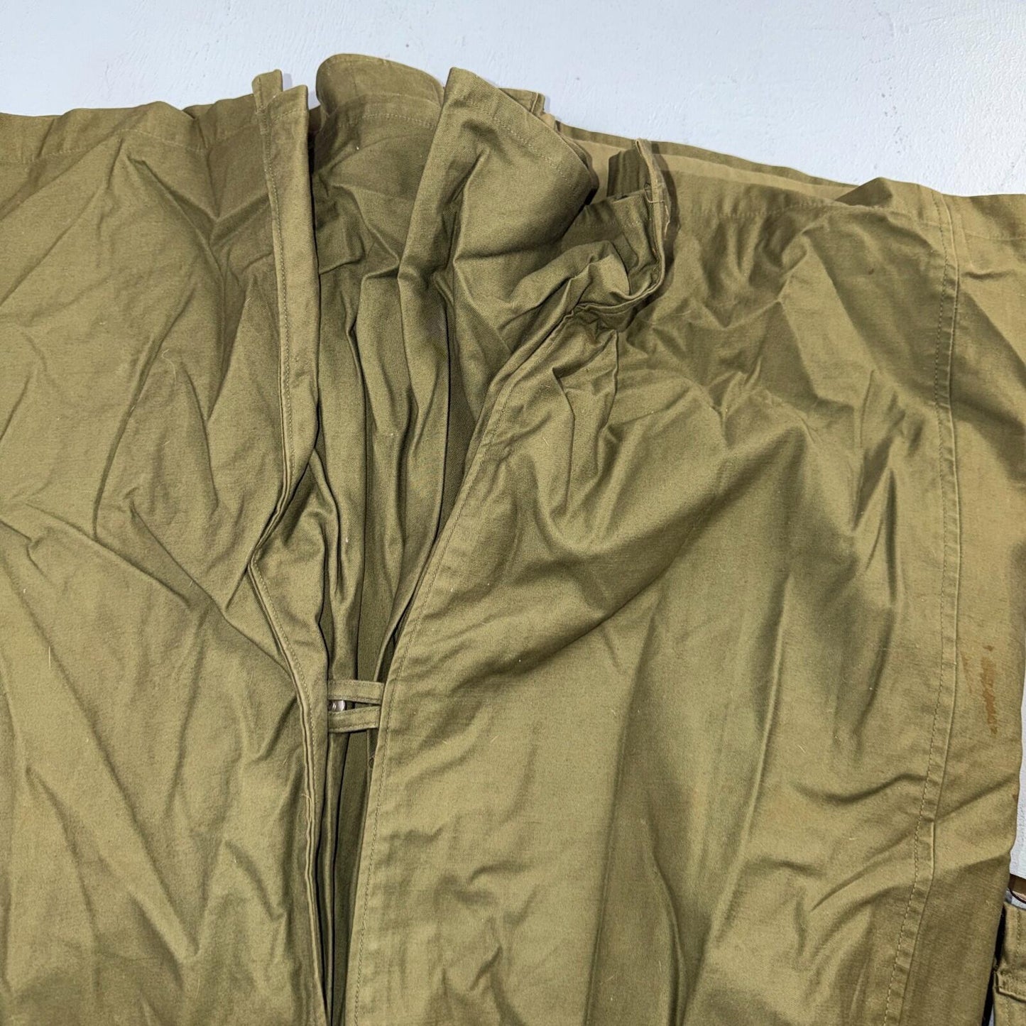 1950s Korean War US Military Wool Lined Overcoat Belted Trench Coat Small VTG