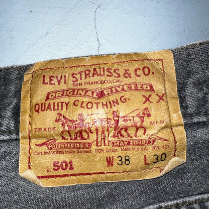 Levis 501 Vintage 90s USA XX Straight Leg Jeans Gray Light Wash 38x30 Act 36x29