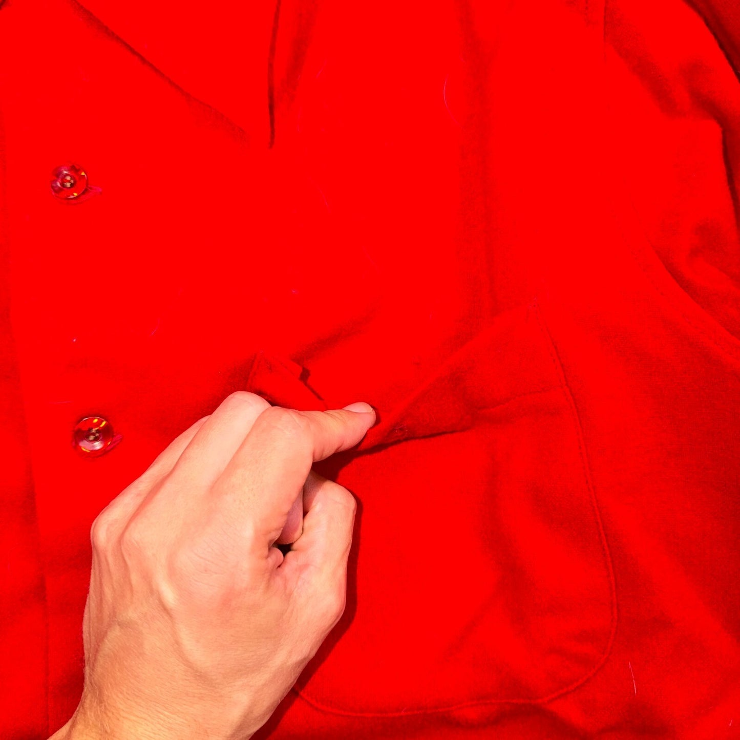 VTG 70s Pendleton Red Virgin Wool Board Shirt Loop Collar USA Men's L