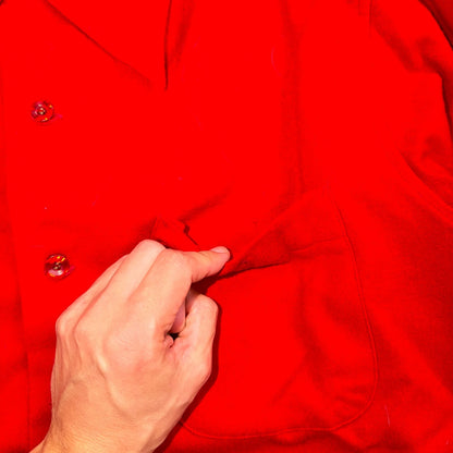 VTG 70s Pendleton Red Virgin Wool Board Shirt Loop Collar USA Men's L
