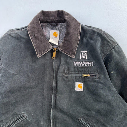 Carhartt VTG Detroit Jacket Men's 46 Lined Blanket Workwear J01 BLK Thrashed
