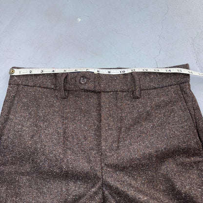 David Hart x GAP Brown Specked M Tweed Sport Coat Wool Silk Suit Pants 2PC 30x32