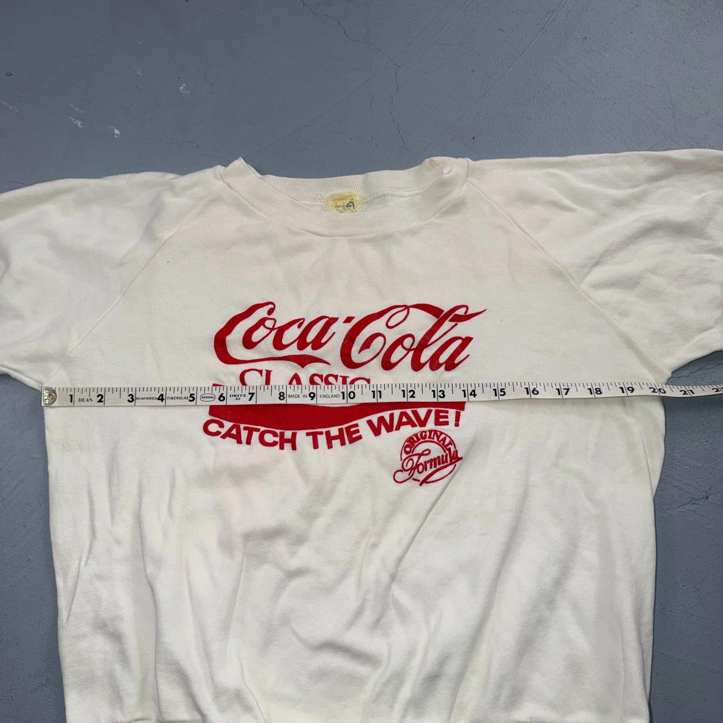 VTG 80s Coca Cola Crewneck Sweatshirt Catch Wave Soda Made USA 20x20 1980s