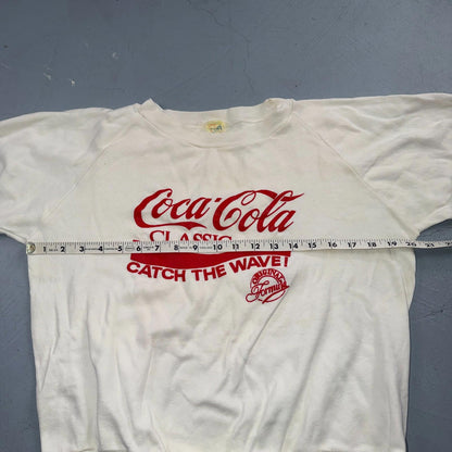 VTG 80s Coca Cola Crewneck Sweatshirt Catch Wave Soda Made USA 20x20 1980s